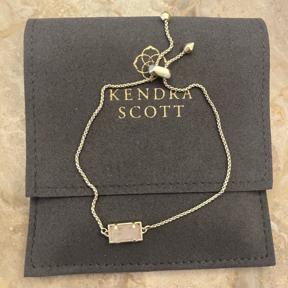NEW Kendra Scott Phillipa Adjustable Chain Bracelet rose quartz, gold chain